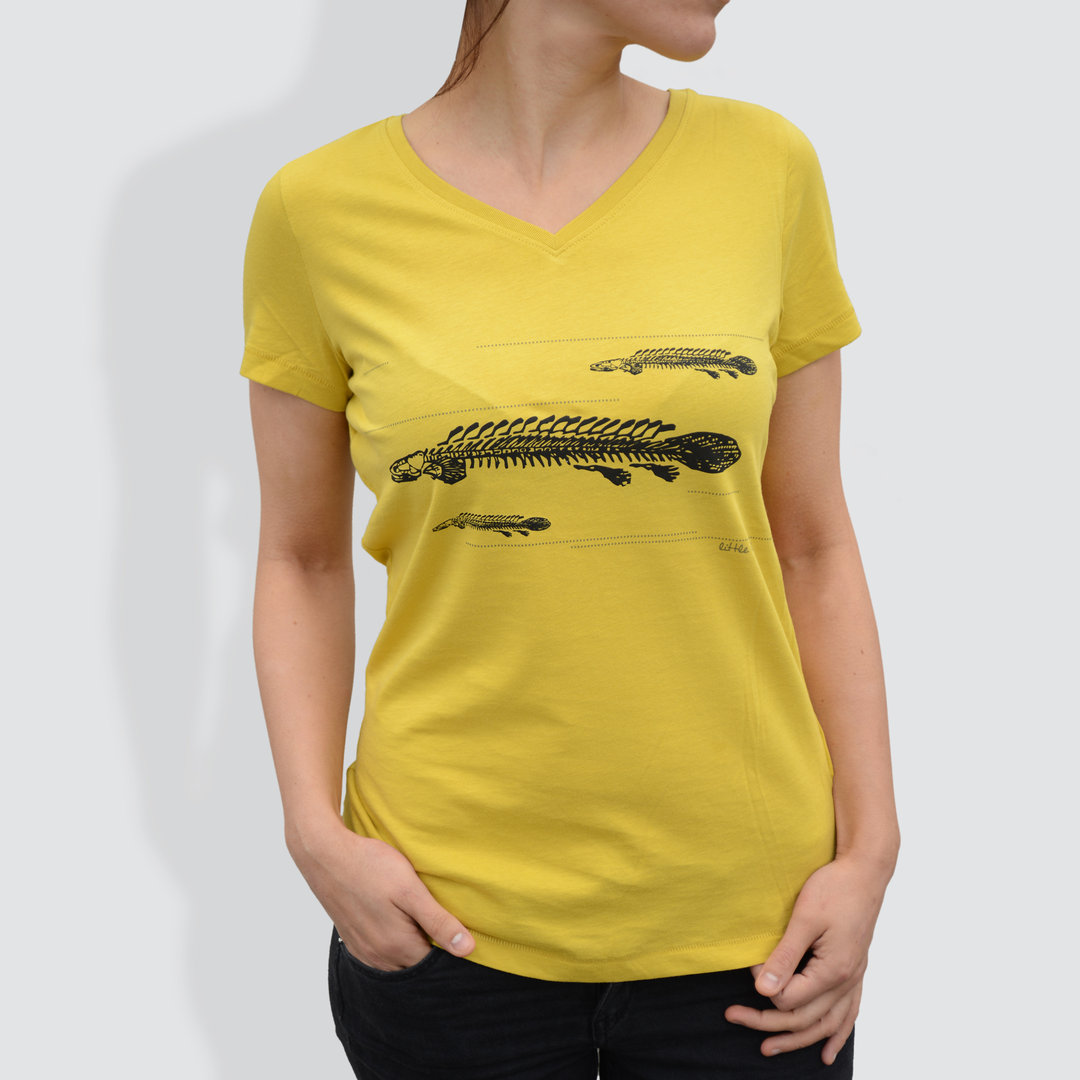 Damen T-Shirt, "Poly", Mustard Yellow/Natural