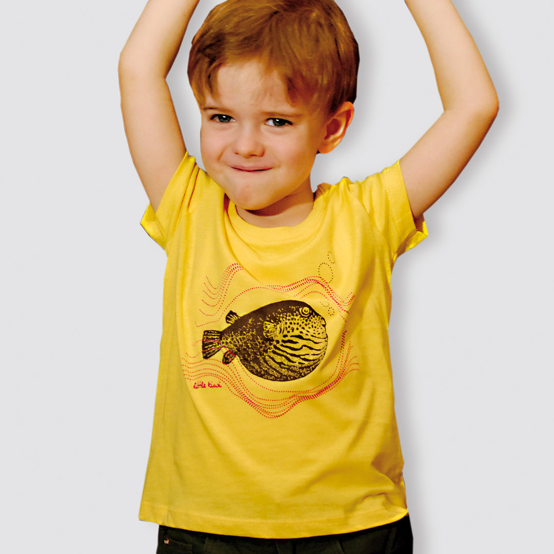 Kinder T-Shirt, "Kugelfisch", Gelb