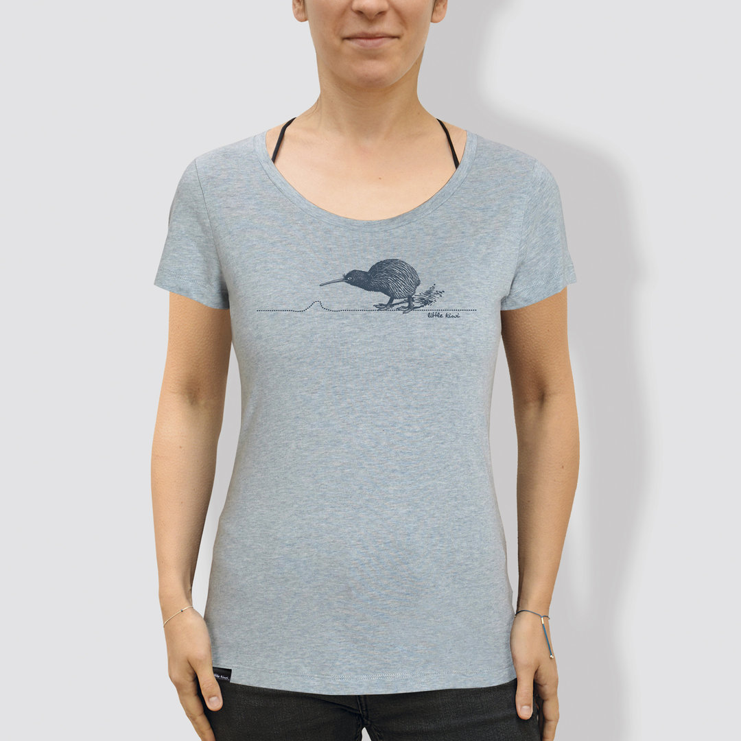 Damen T-Shirt, "Kiwi",Ice Blue/Grey