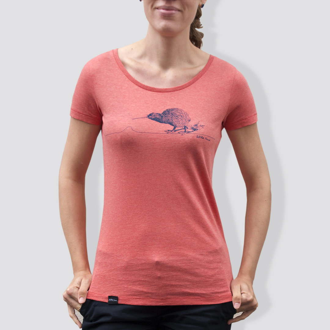 Damen T-Shirt, "Kiwi", Coral/Ziegelrot
