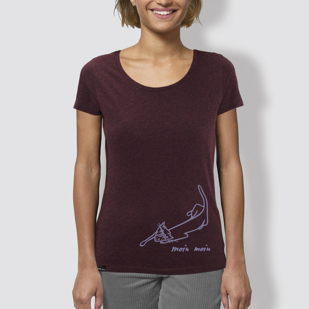Damen T-Shirt, "Moin Moin", Grape Red