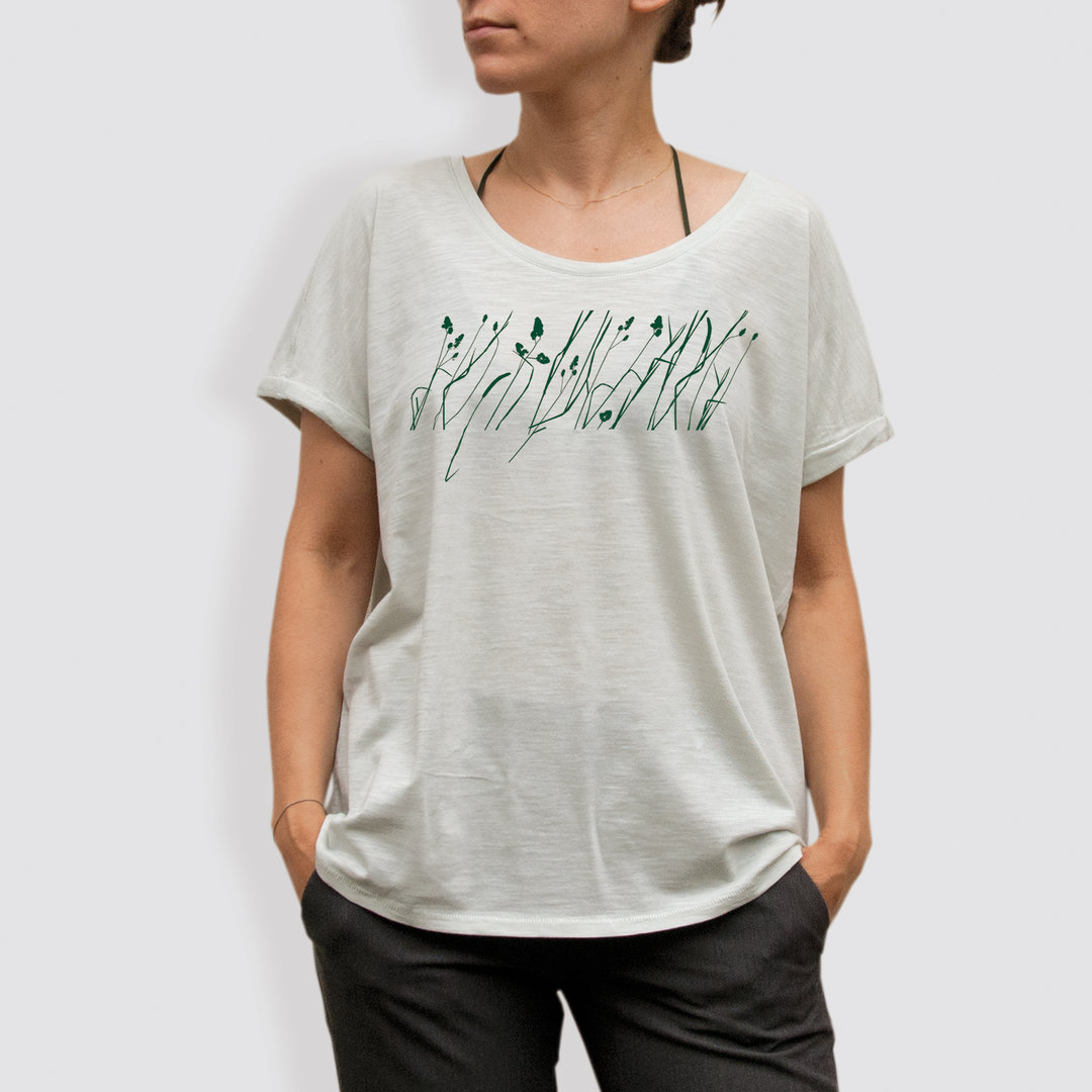 Damen T-Shirt, "Wiese", Opaline/White