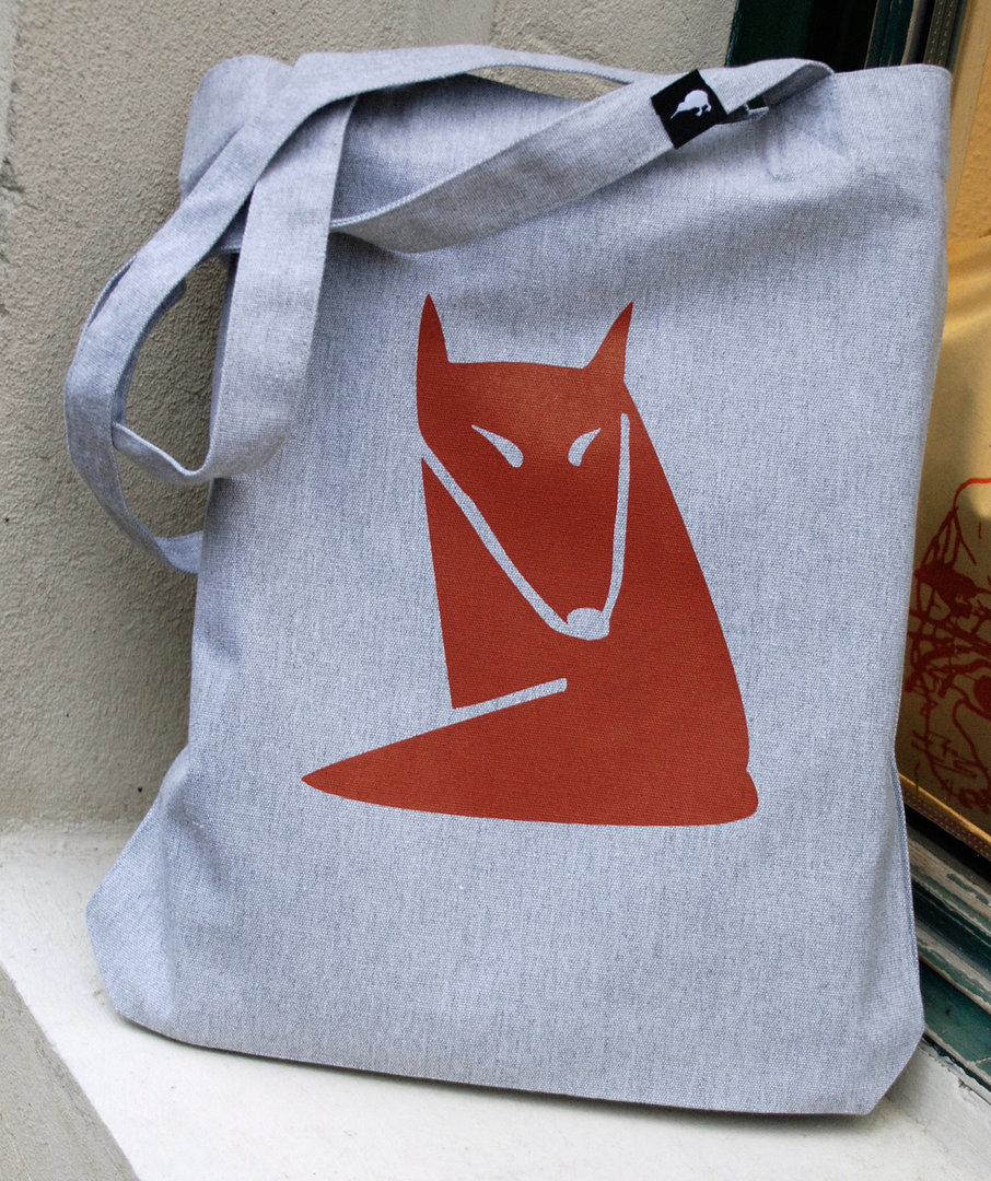 Einkaufsbeutel aus recyceltem Material, "Fuchs", Grau