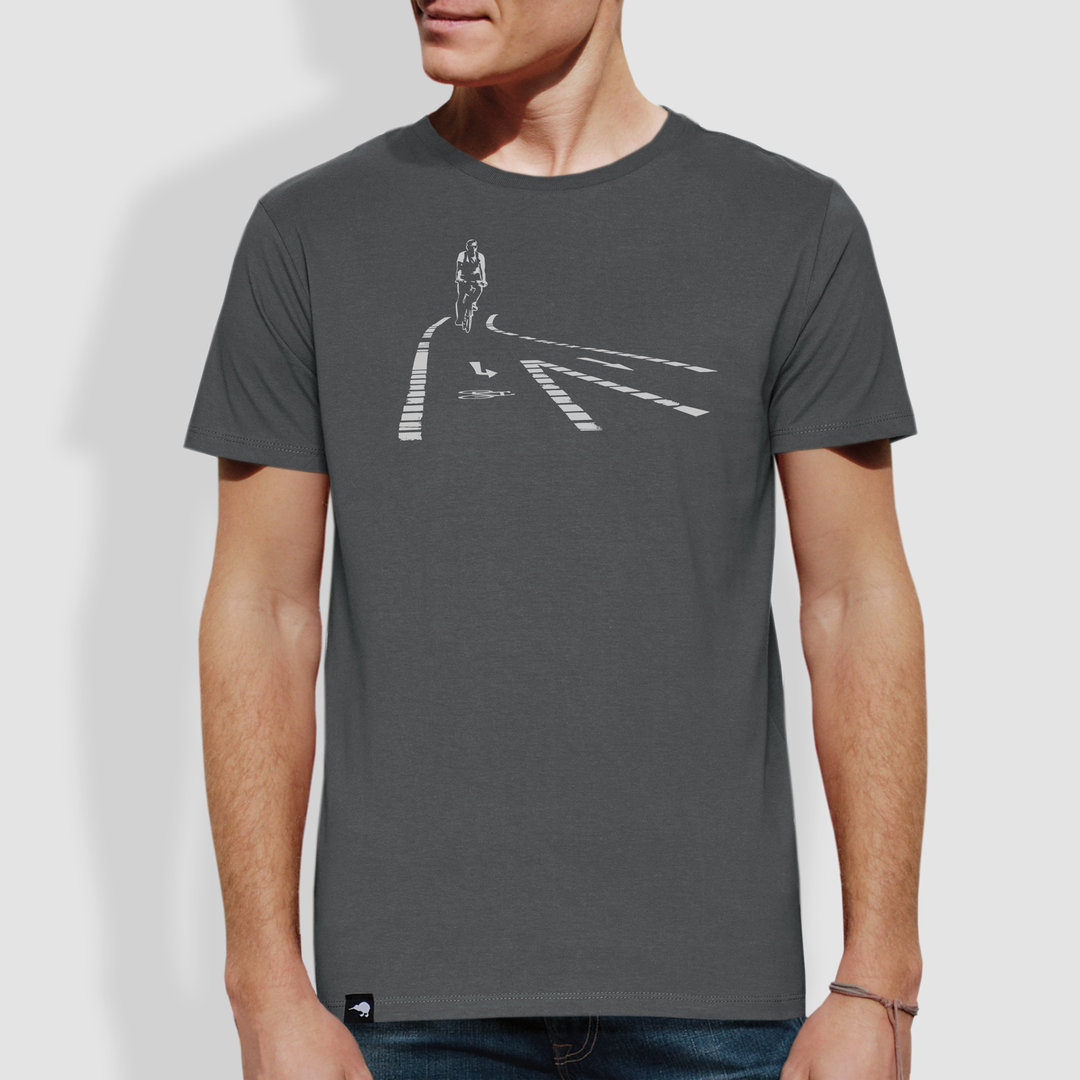 Herren T-Shirt, "Kreuzung", Anthrazit, Schwarz