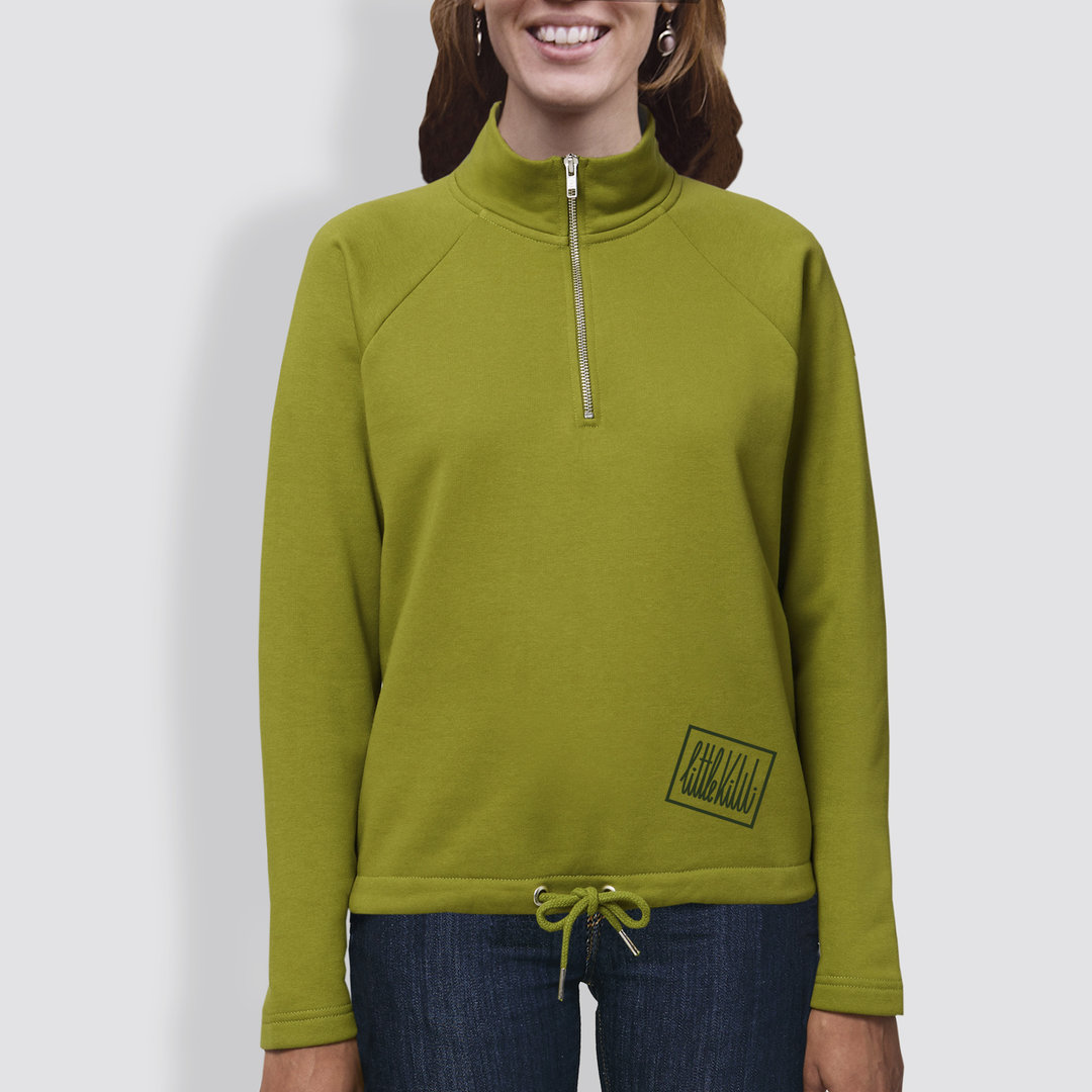 Damen Sweater mit Reißverschluss, "Kurz und gut", Moss Green