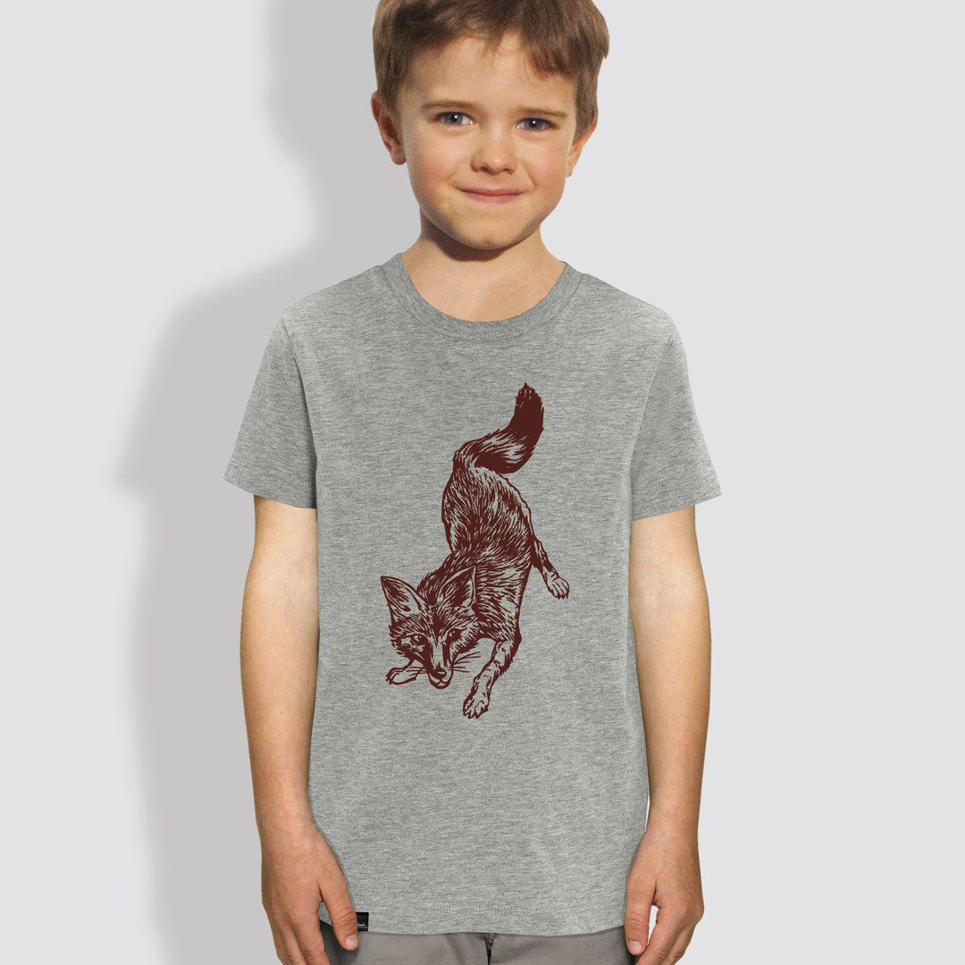 Kinder T-Shirt, "Fuchs", Heather Grey
