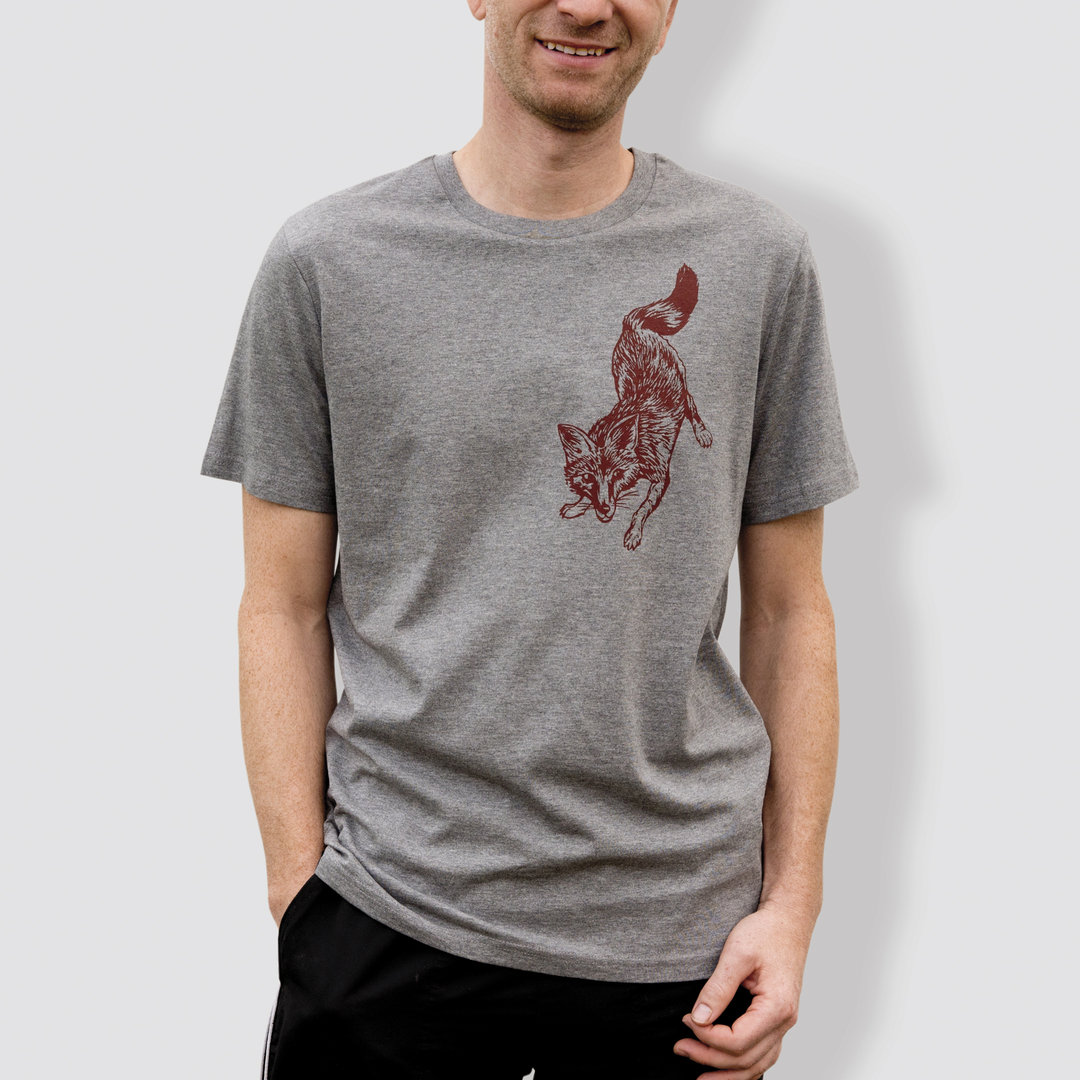 Herren T-Shirt, "Fuchs", Grey